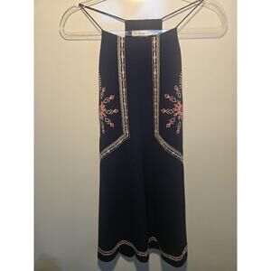 Blu Pepper Halter Dress Size M Navy Boho Sundress hot pink embroidery night out
